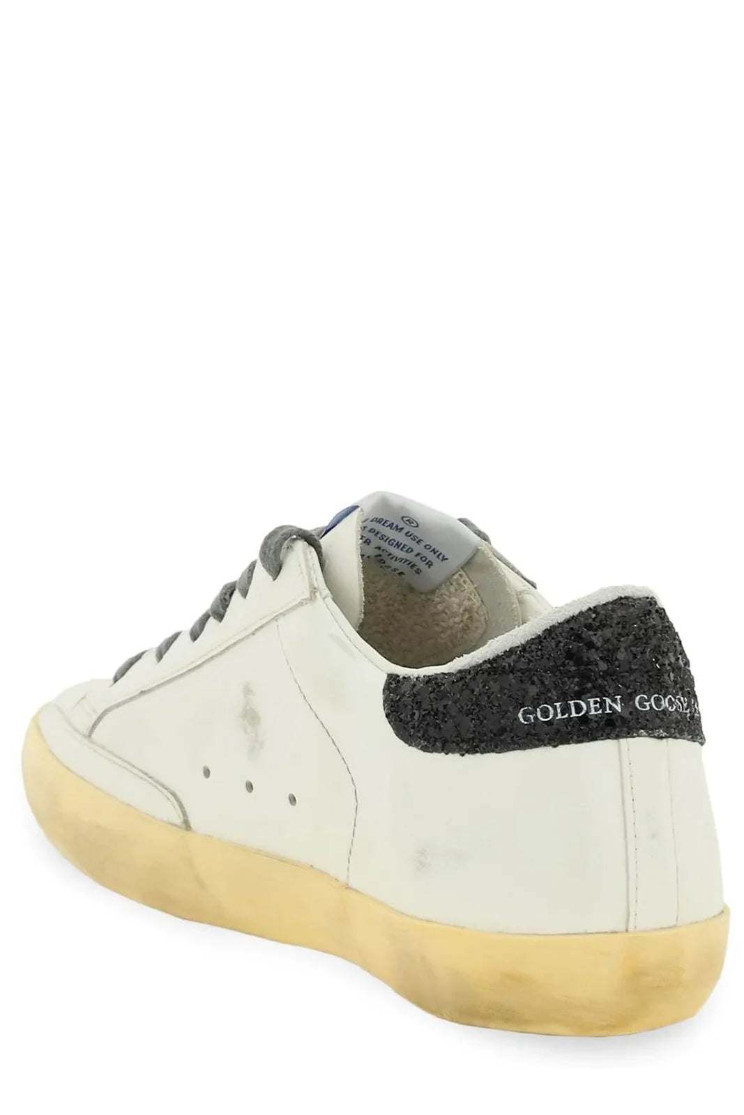 Golden Goose Super Star Leather Upper Cocco Printed Leather Glitter Heel - White