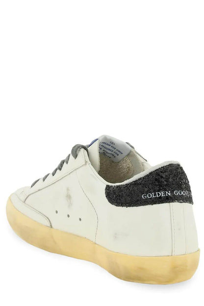 Golden Goose Super Star Leather Upper Cocco Printed Leather Glitter Heel - White