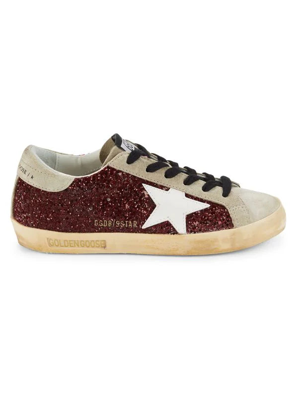 GOLDEN GOOSE Star Patch Glitter, Leather & Suede Sneakers