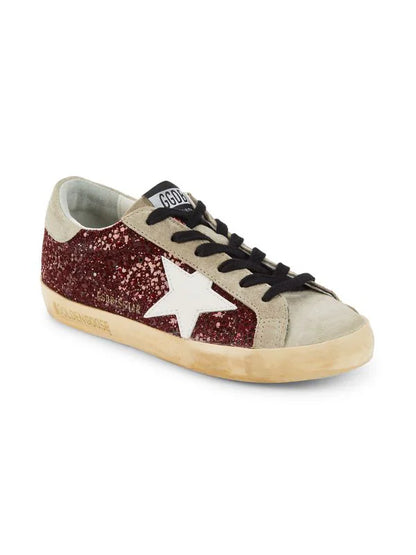 GOLDEN GOOSE Star Patch Glitter, Leather & Suede Sneakers