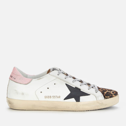 Golden Goose Women's Superstar Leather Trainers - White/Beige/Brown/Leopard