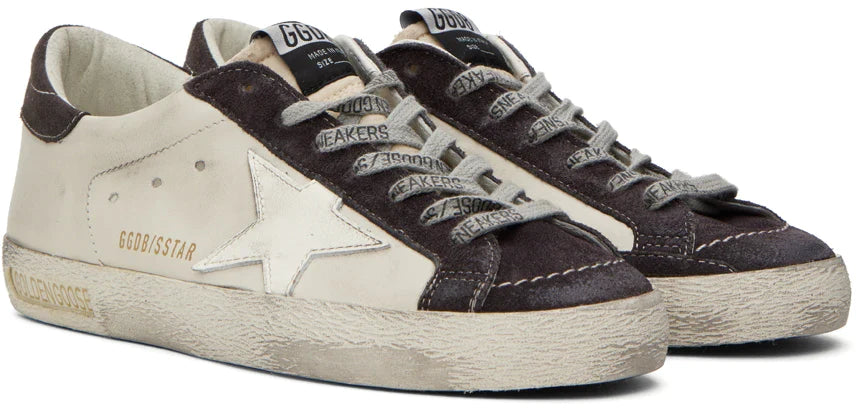 GOLDEN GOOSE White & Gray Super-Star Sneakers